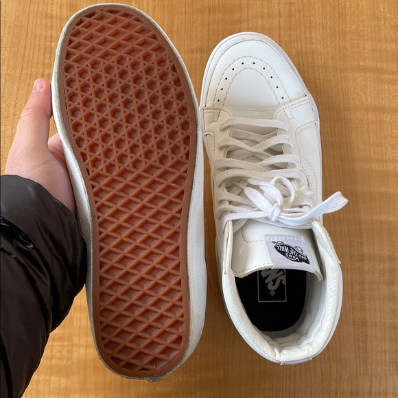 VANS Leather Sk8-Hi True White Sneakers Womens Size 9.5 - Picture 7 of 11